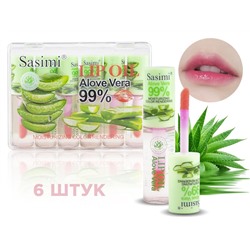 Набор Глянцевых блесков-тинтов для губ Sasimi Lip Oil Aloe Vera 99%, 6х8 г