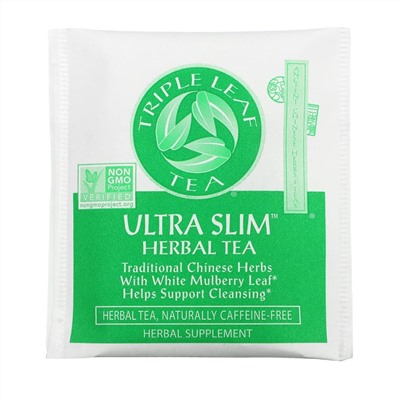 Triple Leaf Tea, Ultra Slim, травяной чай с листьями белой шелковицы, без кофеина, 20 чайных пакетиков по 33 г (1,16 унции)
