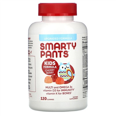 SmartyPants, формула для детей, мультивитамины и омега-3, со вкусом вишни, 120 жевательных конфет