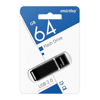 Флэш накопитель USB 64 Гб Smart Buy Quartz (black)