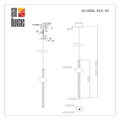 SL1222.213.01 Светильник подвесной ST-Luce Золотистый/Золотистый, Белый LED 1*18W 4000K