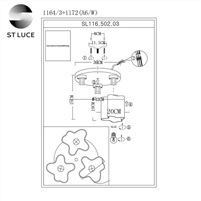 SL116.502.03 Люстра потолочная ST-Luce Серебристый/Белый E27 3*60W