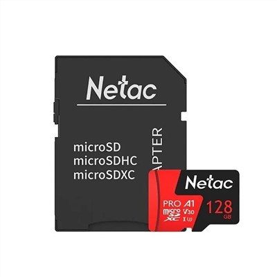 Карта флэш-памяти MicroSD 128 Гб Netac P500 Extreme Pro UHS-I (100 Mb/s) + SD адаптер (Class 10)