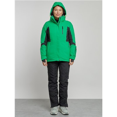 Горнолыжный костюм женский зимний зеленого цвета 03105Z