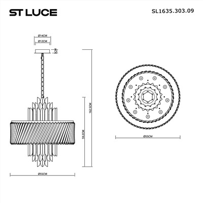 SL1635.303.09 Люстра подвесная ST-Luce Латунь/Прозрачный E14 9*40W