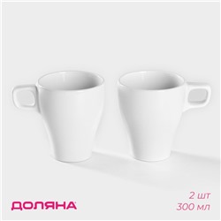 Набор кружек керамических Доляна Coffee break, 2 предмета: 300 мл, цвет белый