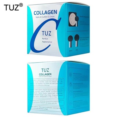 Увлажняющий коллагеновый кушон со спонжем в комплекте TUZ Collagen Hydro Air Cushion CC Cream, 15 гр.