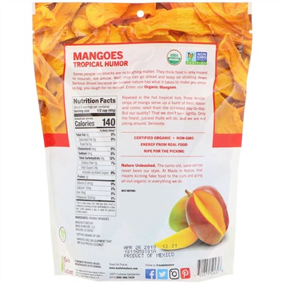 Made in Nature, Органические сушеные плоды манго, сладкие и пикантные суперснеки, 227 г (8 унций)