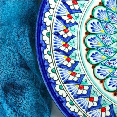 Тарелка Риштанская Керамика "Узоры",  27 см, синяя микс