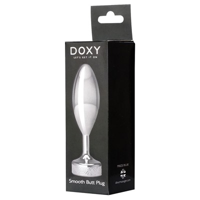 Серебристая анальная втулка Doxy Smooth Butt Plug - 10,5 см.