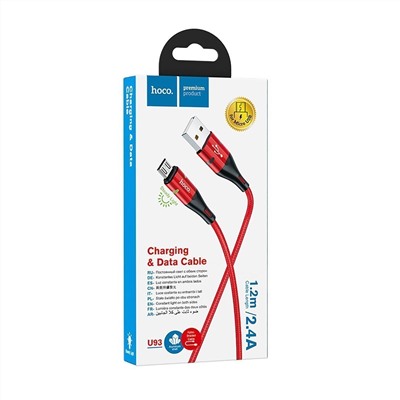 Кабель USB - micro USB Hoco U93  120см 2,4A  (red)