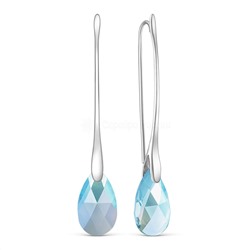 Серьги женские длинные из серебра с кристаллом Премиум Австрия цвета Сияющий светло-голубой родированные 925 пробы с-020-211SHIM