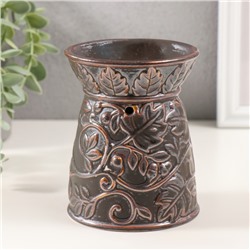 Аромалампа керамика "Растительный узор" тёмно-коричневая 9,5х9,5х12 см