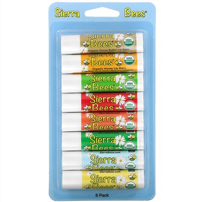 Sierra Bees, набор органических бальзамов для губ, 8 в упаковке, 4,25 г (15 унций) каждый