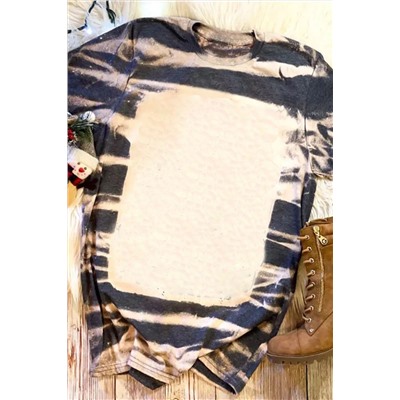 Blue Tie Dye Stripe Print Bleached T-Shirt