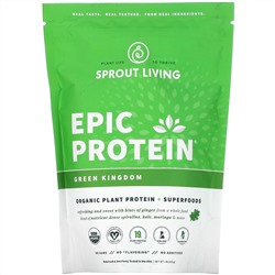 Sprout Living, Epic Protein, Organic Plant Protein + Superfoods, Green Kingdom, 1 lb (455 g)