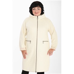 Пальто двухстороннее с капюшоном женское бежевое plus size