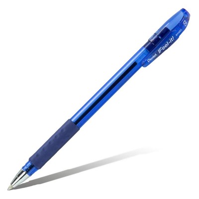 Ручка шариковая Pentel Feel it!, трёхгранная зона захвата, узел-игла 1.0мм, стержень синий, масляная основа, металлический наконечник, резиновый грипп