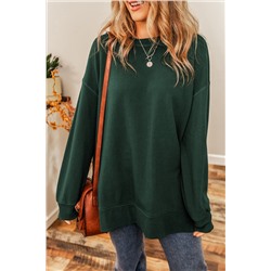 Duffel Green Oversized Drop Shoulder Split Hem Sweatshirt