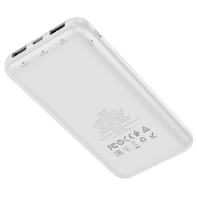 Внешний аккумулятор Hoco J82 10000mAh Micro/Type-C/USB*2 (white)