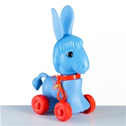 Развивающая игрушка - каталка детская "Ослик" на веревочке, 23 х 16 х 39 см