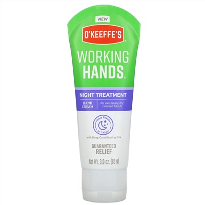 O'Keeffe's, Working Hands, Night Treatment, Hand Cream, 3.0 oz (85 g)