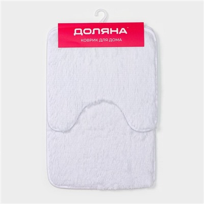 Набор ковриков для ванной и туалета Доляна «Пушистик», 2 шт, 38×40 см, 40×60 см, цвет белый