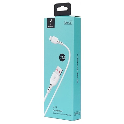 Кабель USB - Apple lightning SKYDOLPHIN S49LB  200см 3A  (white)