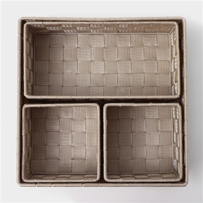 Набор корзин для хранения LaDо́m, ручное плетение, 4 шт: от 13×13×9 см до 28×28×10 см, цвет бежевый