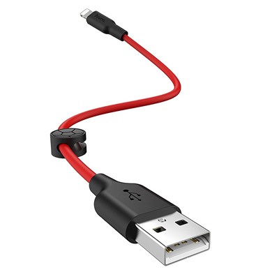 Кабель USB - Apple lightning Hoco X21 Plus (silicone)  25см 2,4A  (red)