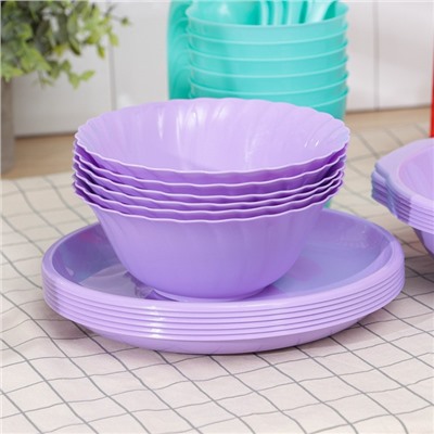 Набор посуды на 6 персон «Все за стол», 44 предметов, цвет микс