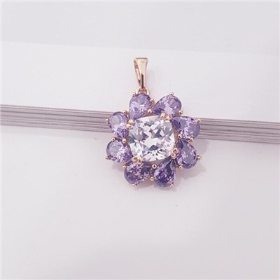 Кулон цветок "Xuping", покрытие позолота, вставка: камень фиолетовый, фианиты, Х000709853,арт.001.428