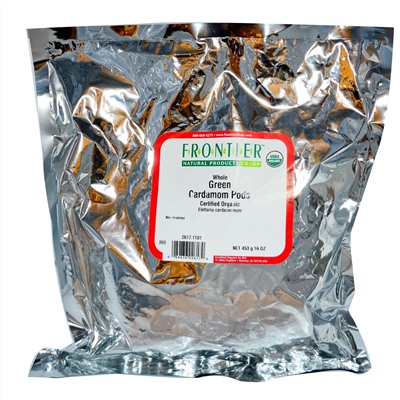 Frontier Natural Products, Органические цельные стручки кардамона, 16 унций (453 г)