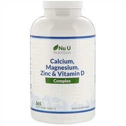 Nu U Nutrition, Комплекс из кальция, магния, цинка и витамина D, 365 вегетарианских таблеток