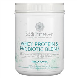 Solumeve, сывороточный протеин и смесь пробиотиков, ванильный вкус, 454 г (1 фунт)