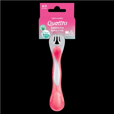 Станок для бритья одноразовый Schick (Wilkinson Sword) QUATTRO Smooth Sensitive (12шт.) на карте для женщин