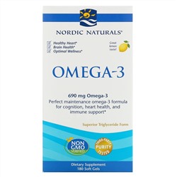 Nordic Naturals, Омега-3, лимон, 690 мг, 180 капсул