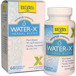 Natural Balance, Water-X, смесь трав, максимальная сила действия, 60 вегетарианских капсул