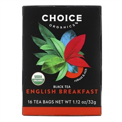 Choice Organic Teas, Black Tea, Organic English Breakfast, 16 Tea Bags, 1.12 oz (32 g)