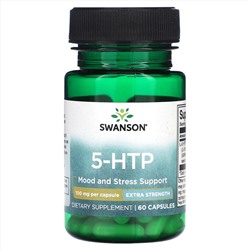 Swanson, 5-HTP, повышенная сила действия, 100 мг, 60 капсул