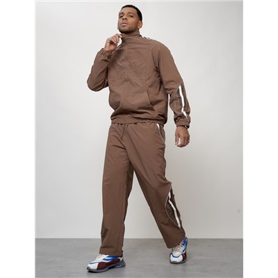 Спортивный костюм мужской модный коричневого цвета 15007K