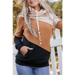 Khaki Colorblock Pocketed Hoodie