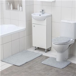 Набор ковриков для ванной и туалета Доляна «Плюшевый», 3 шт, 32×40 см, 40×50 см, 50×80 см, цвет серый