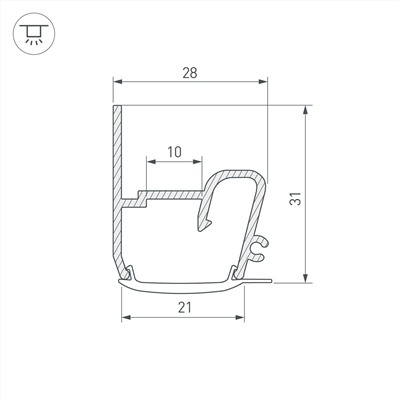 Профиль STRETCH-S-20-WALL-SIDE-2000 (RESPECT-ST) (Arlight, Алюминий)