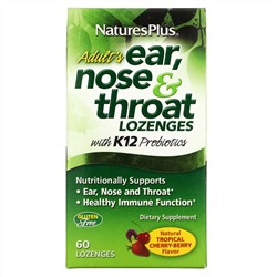 Nature's Plus, добавка для ушей, горла, носа, леденцы для взрослых, натуральная тропическая вишня, 60 леденцов