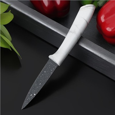 Нож овощной Доляна «Мрамор», лезвие 9 см, цвет белый