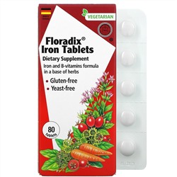 Gaia Herbs, Floradix, Iron Tablets, 80 Tablets