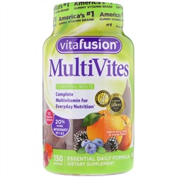 VitaFusion, MultiVites, незаменимые мультивитамины, натуральный ягодный, персиковый и апельсиновый вкусы, 150 жевательных таблеток
