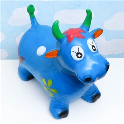 Игрушка - прыгун детская "Коровка" резиновая надувная, 50х29см, синяя