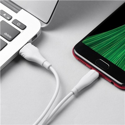 Кабель USB - Apple lightning Borofone BX18 (повр. уп)  100см 2,4A  (white)